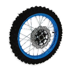 Ruota anteriore 14'' completa per Pit Bike AGB27 (blu, ruota con tacchetti da 10mm)