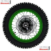 Ruota posteriore 12'' completa per Pit Bike AGB27 (verde, tacchetti da 12 mm)