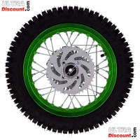 Ruota posteriore 12'' completa per Pit Bike AGB27 (verde, tacchetti da 12 mm)