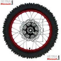 Ruota anteriore 14'' completa per Pit Bike AGB27 (rossa, ruota con tacchetti da 10mm)