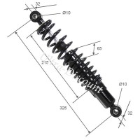 Ammortizzatore posteriore nero per Quad Shineray 200 cc (330mm)