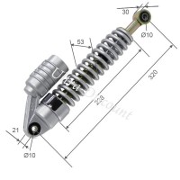 Ammortizzatore anteriore a gas per Quad Shineray 200cc STIIE-B (nero-grigio, 320 mm)