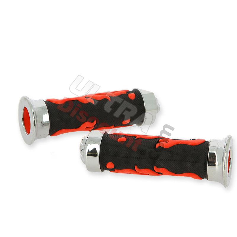 Coppia manopole Grip fiamma (Rosso-Nero) Typo 3 Polini 911-GP3, Ricambi Polini 911 GP3