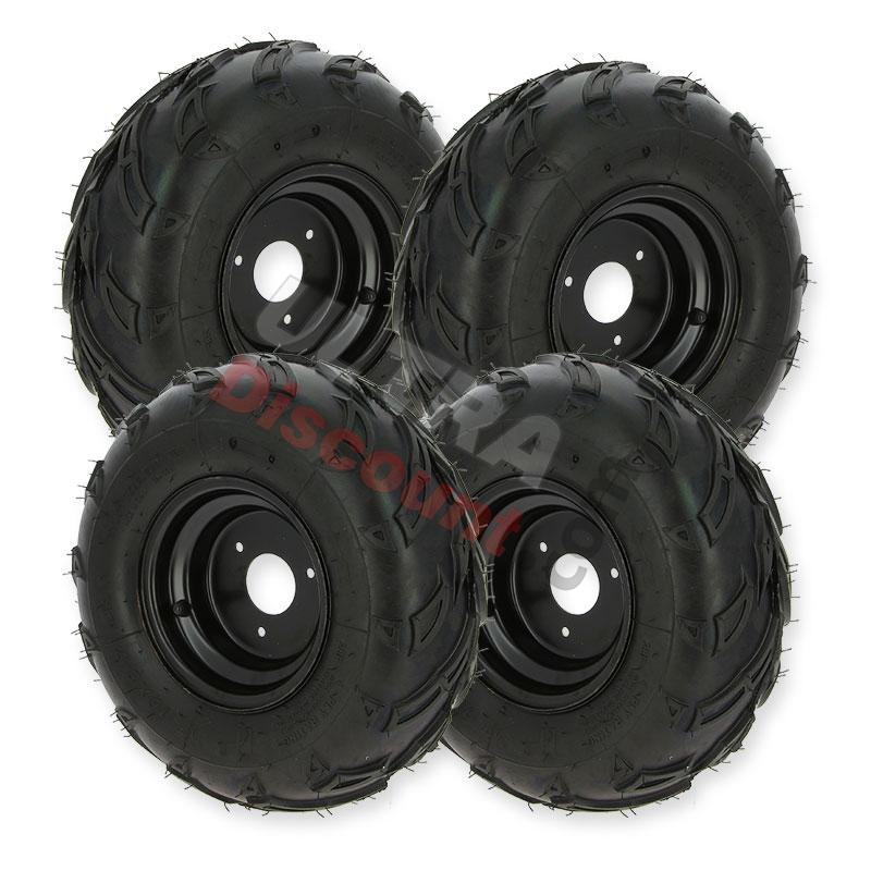 Set 4 ruote 16x8-7 complete per mini quad, Ricambi ATV elettrici CRZ Set 4 ruote 16x8-7 complete per mini quad, Ricambi ATV elettrici CRZ