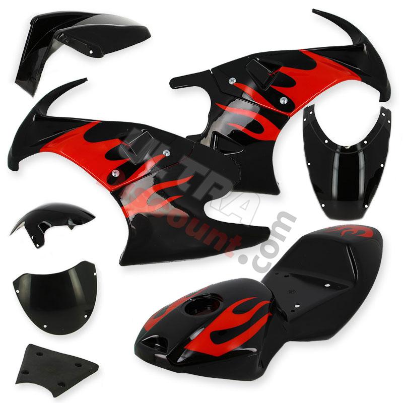 Carena per mini moto 47-49cc (nera-rosso), Ricambi Mini Moto