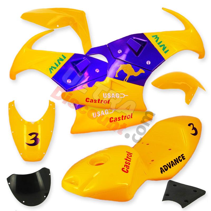 Carena per mini moto 47-49cc (Giallo-blu), Ricambi Mini Moto