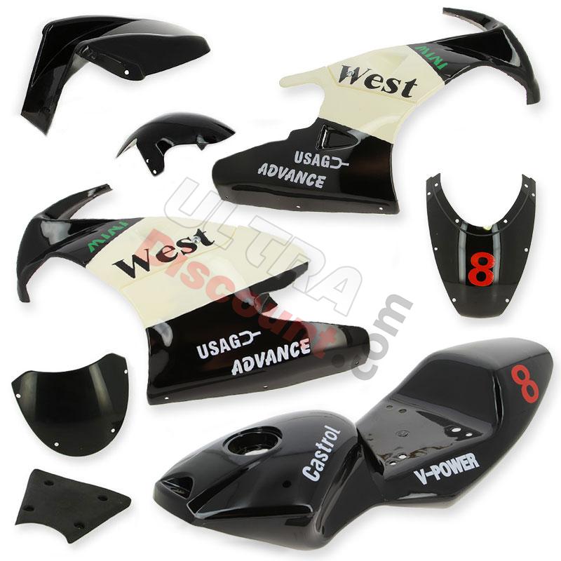 Carena per mini moto 47-49cc (nera-bianco), Ricambi Mini Moto Carena per mini moto 47-49cc (nera-bianco), Ricambi Mini Moto