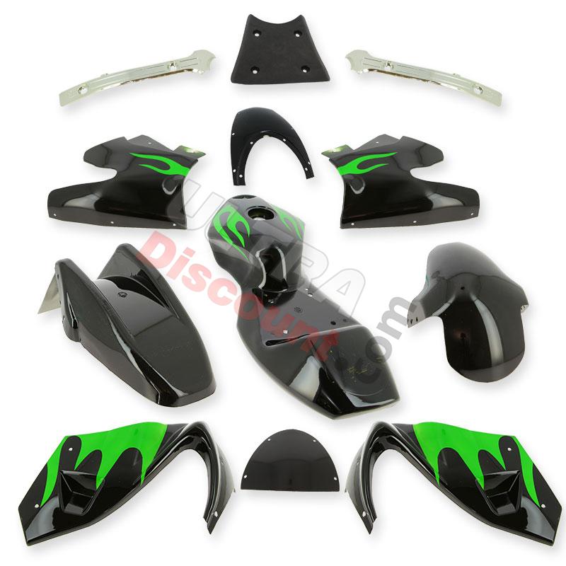 Carena per mini moto 47-49cc (nera-verde), Ricambi Mini Moto