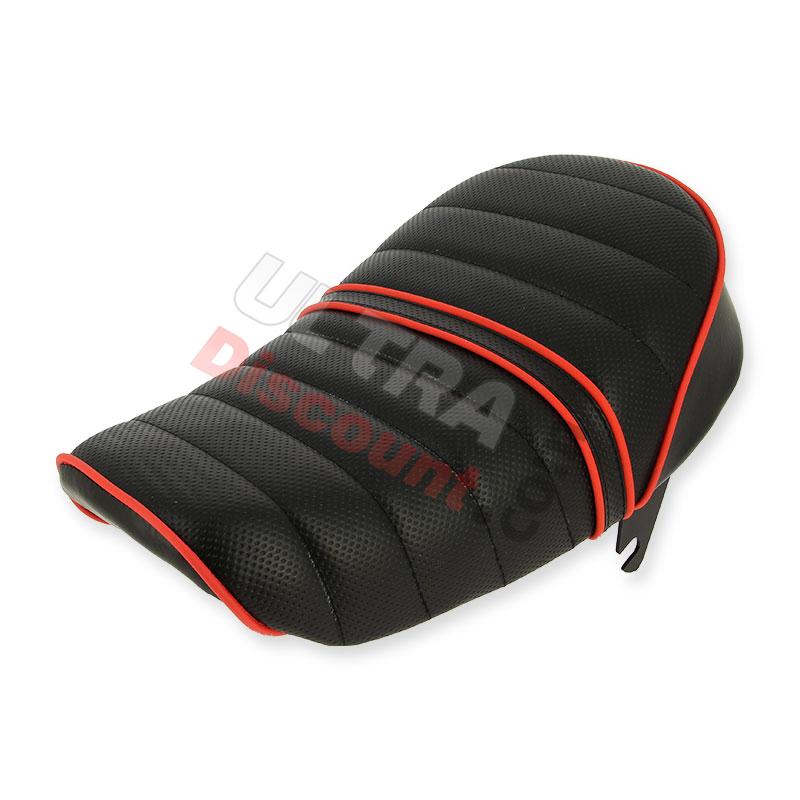 Sella in cuoio Nero Rosso per Monkey 50cc a 125cc (tipo 3), Ricambi Monkey - Gorilla