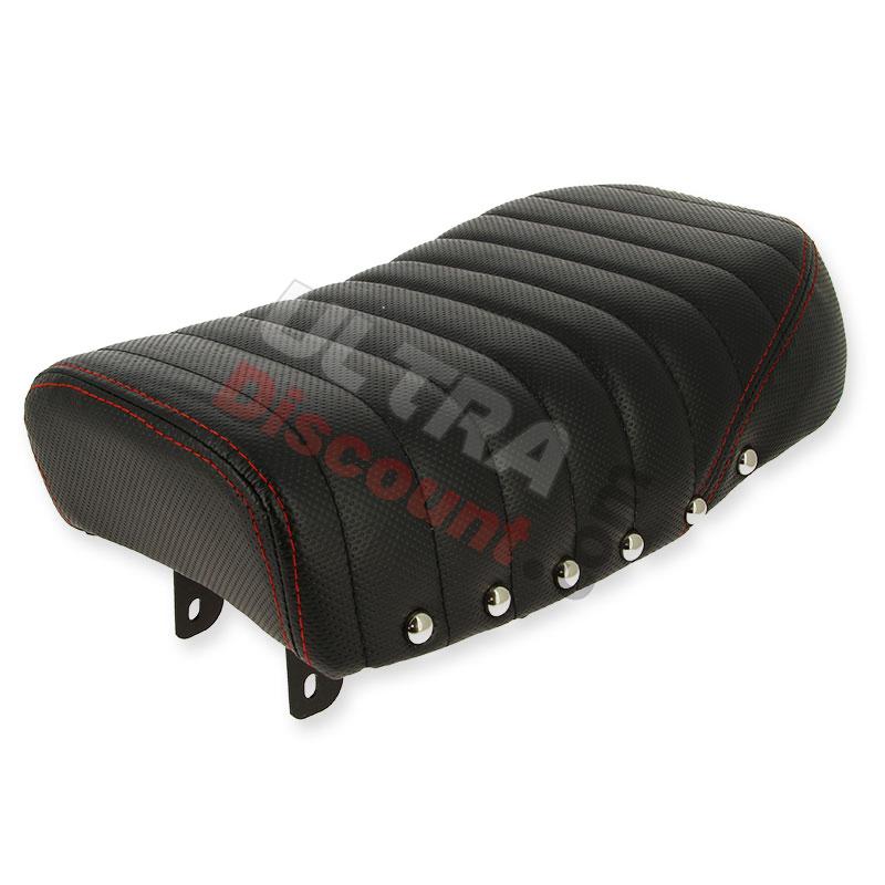 Sella in cuoio Nero Rosso per Monkey 50cc a 125cc (tipo 4), Ricambi Monkey - Gorilla