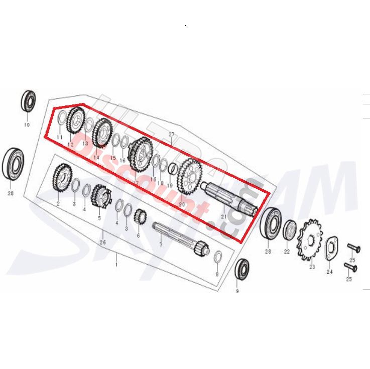 Albero contrario per motori 50-125cc per Trex Skyteam, Ricambi Trex Skyteam