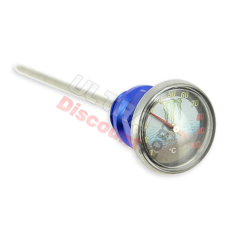 Asta per livello olio tuning (blu) + termometro, Ricambi Pit Bike