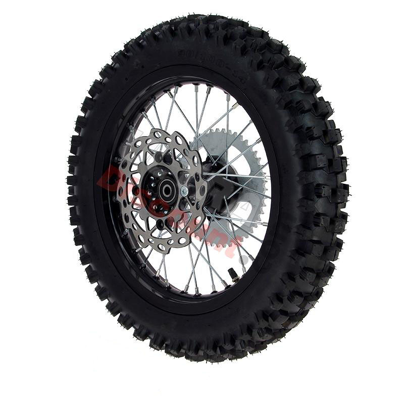 Ruota posteriore 14'' completa per Pit Bike AGB30 (nera), Ricambi Pit Bike