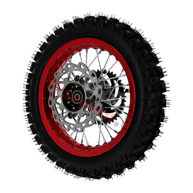 Ruota posteriore 12'' completa per Pit Bike AGB29 (rosso), Ricambi Pit Bike