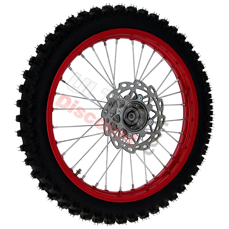 Ruota anteriore 17'' completa per Pit Bike AGB30 (rossa), Ricambi Pit Bike