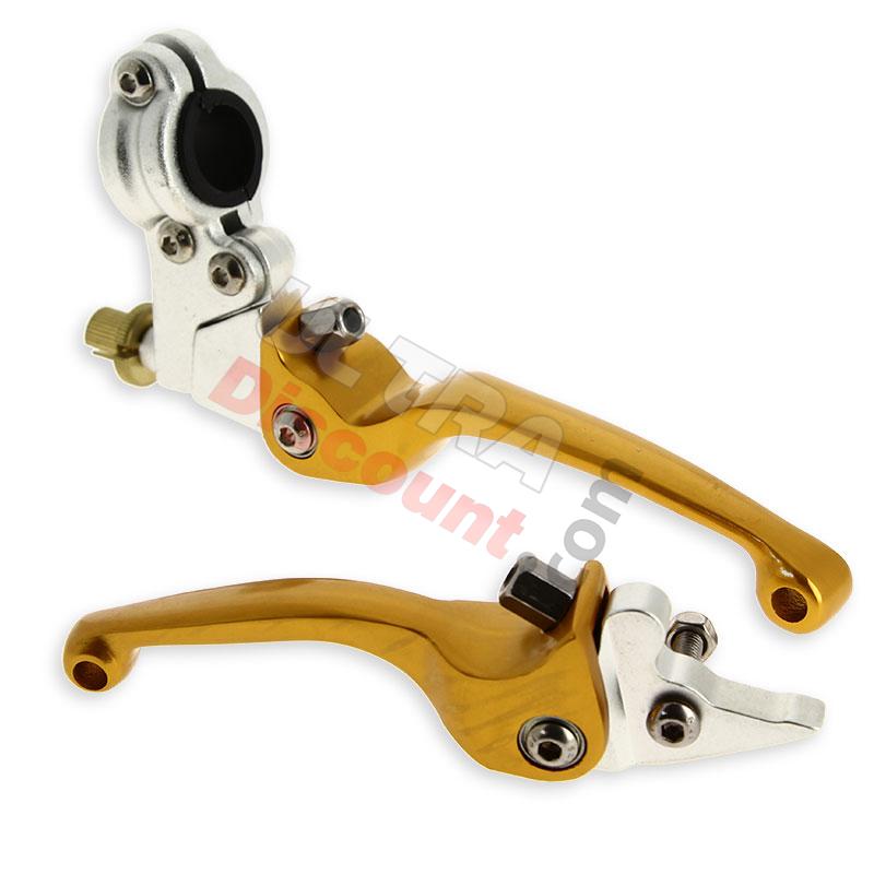 Coppia di leve per Pit Bike in alluminio UD Racing (oro), Ricambi Pit Bike Coppia di leve per Pit Bike in alluminio UD Racing (oro), Ricambi Pit Bike