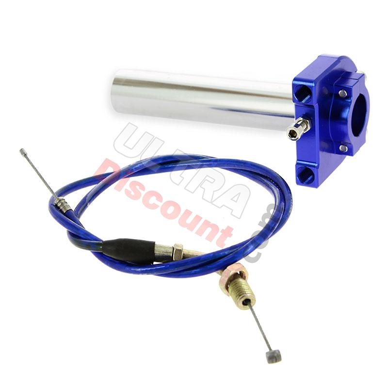 Manopola acceleratore rapida di qualità + cavo (blu), Ricambi Pit Bike