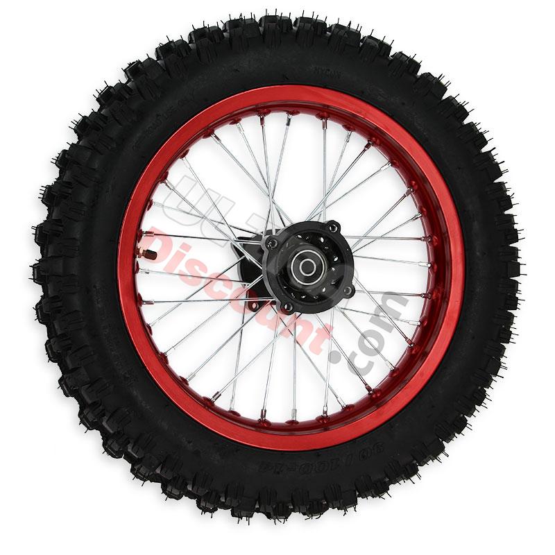 Ruota posteriore 14'' completa per Pit Bike AGB30 (rossa), Ricambi Pit Bike