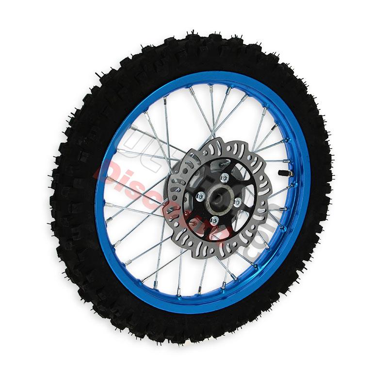 Ruota anteriore 14'' completa per Pit Bike AGB27 (blu, ruota con tacchetti da 10mm), Ricambi Pit Bike Ruota anteriore 14'' completa per Pit Bike AGB27 (blu, ruota con tacchetti da 10mm), Ricambi Pit Bike