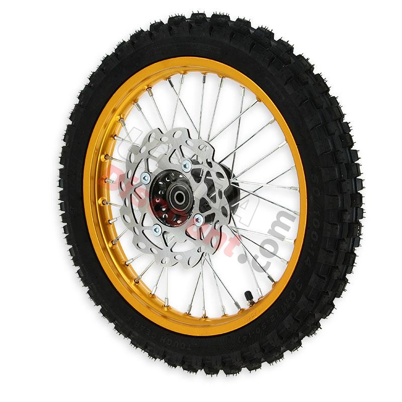 Ruota anteriore 14'' completa per Pit Bike AGB29 (oro), Ricambi Pit Bike