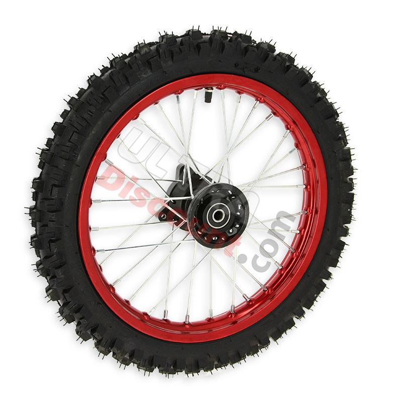 Ruota anteriore 14'' completa per Pit Bike AGB29 (rossa), Ricambi Pit Bike