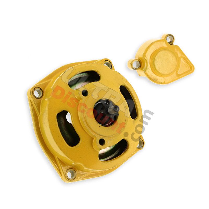 Campana frizione + coperchio + pignone a 7 denti - Giallo, Ricambi Mini Moto