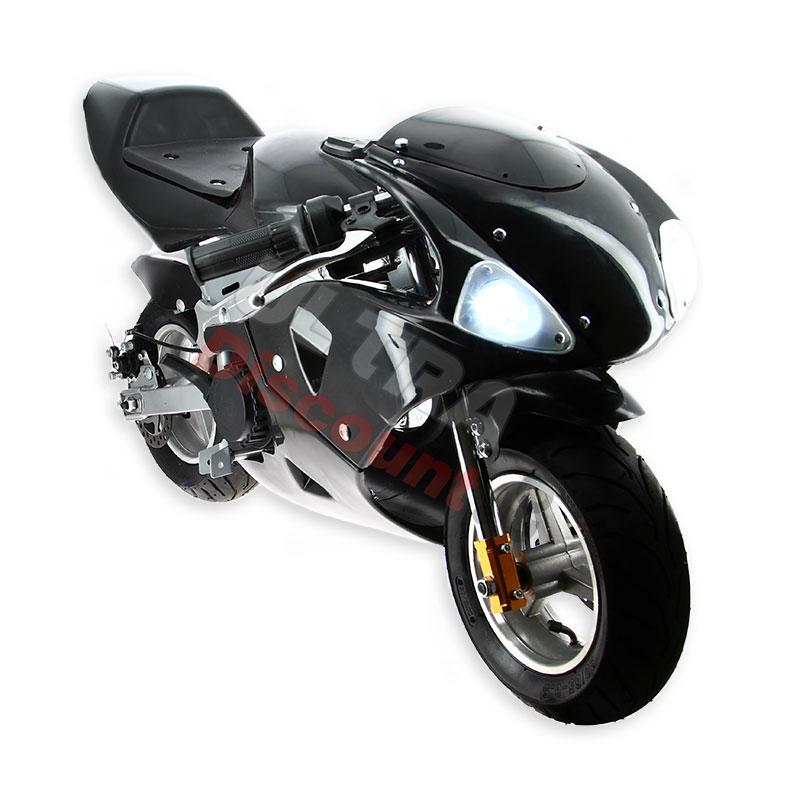 Pocket Bike 49cc nero con ottica frontale, Ricambi Mini Moto