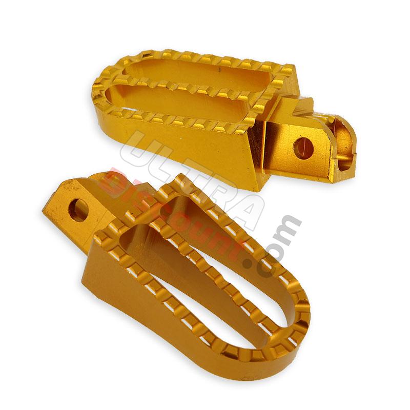 Pedane poggiapiedi in acciaio per Pit Bike (Tuning, oro), Ricambi Pit Bike