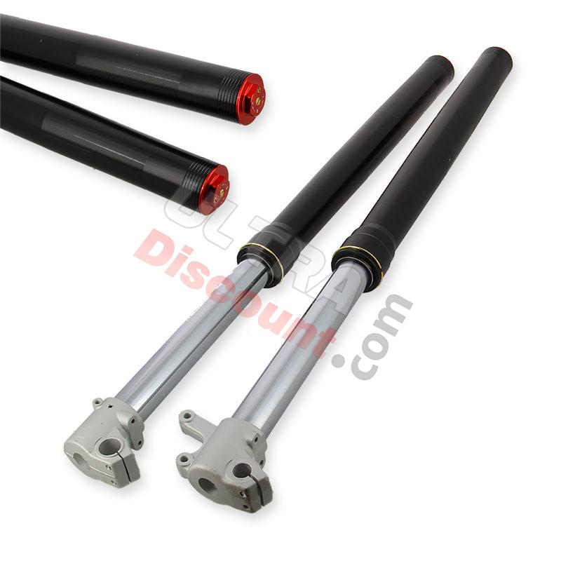 Steli forcella di Alte Qualità 800mm, regolazione unica, asse di 12mm - Nero, Ricambi Pit Bike