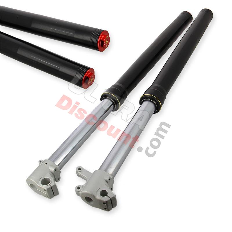Steli forcella di Alte Qualità 800mm, regolazione unica, asse di 15mm - Nero, Ricambi Pit Bike