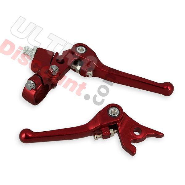 Coppia di leve per Pit Bike in alluminio (rossa), Ricambi Pit Bike