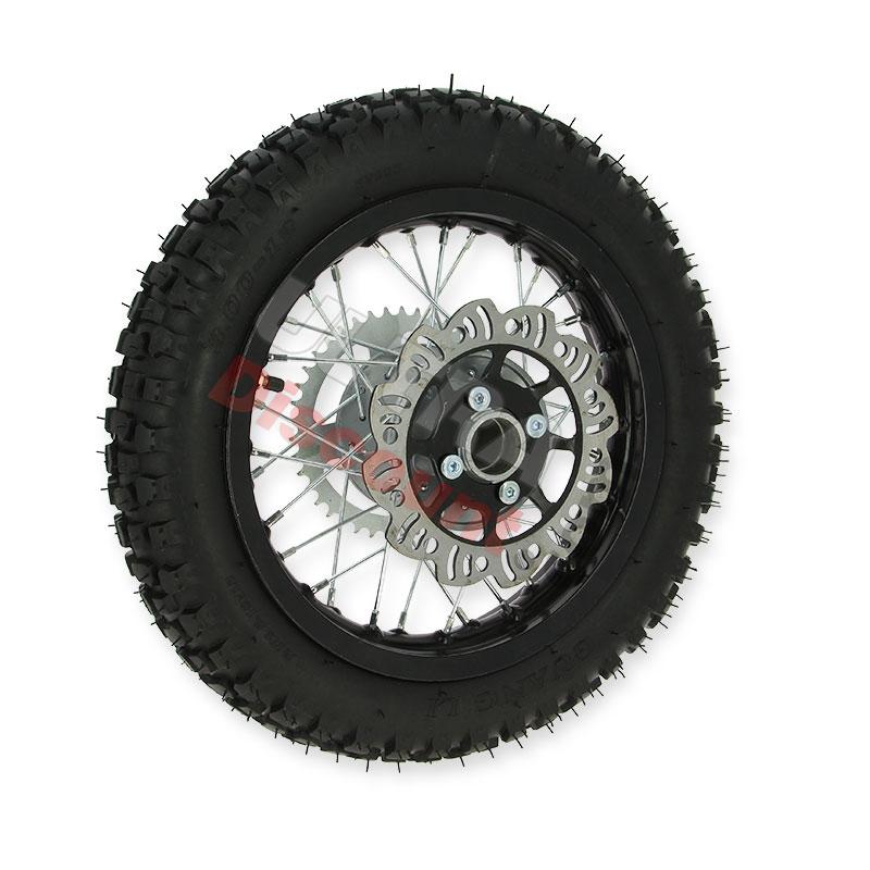 Ruota posteriore 12'' completa per Pit Bike AGB27 nera, Ricambi Pit Bike