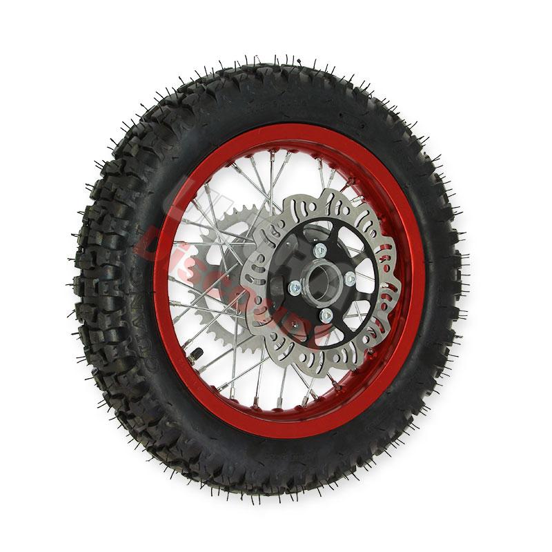 Ruota posteriore 12'' completa per Pit Bike AGB27 Rossa, Ricambi Pit Bike