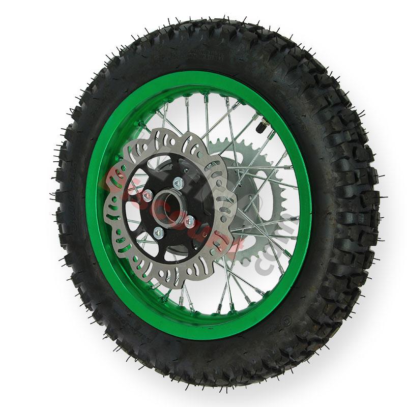 Ruota posteriore 12'' completa per Pit Bike AGB27 Verde, Ricambi Pit Bike