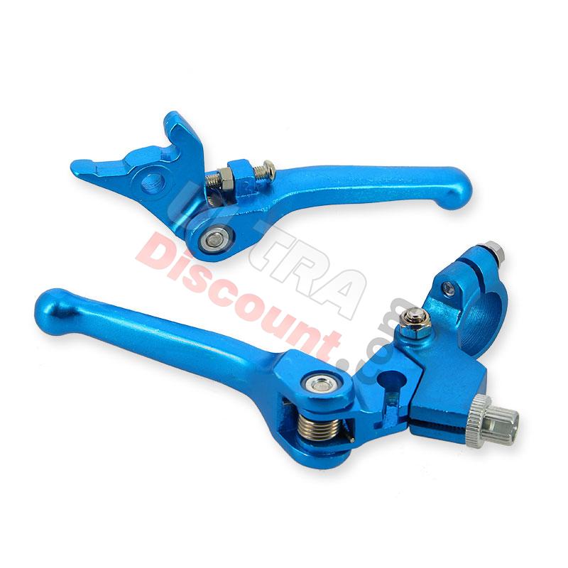 Coppia di leve per Pit Bike in alluminio blu (typo3), Ricambi Pit Bike