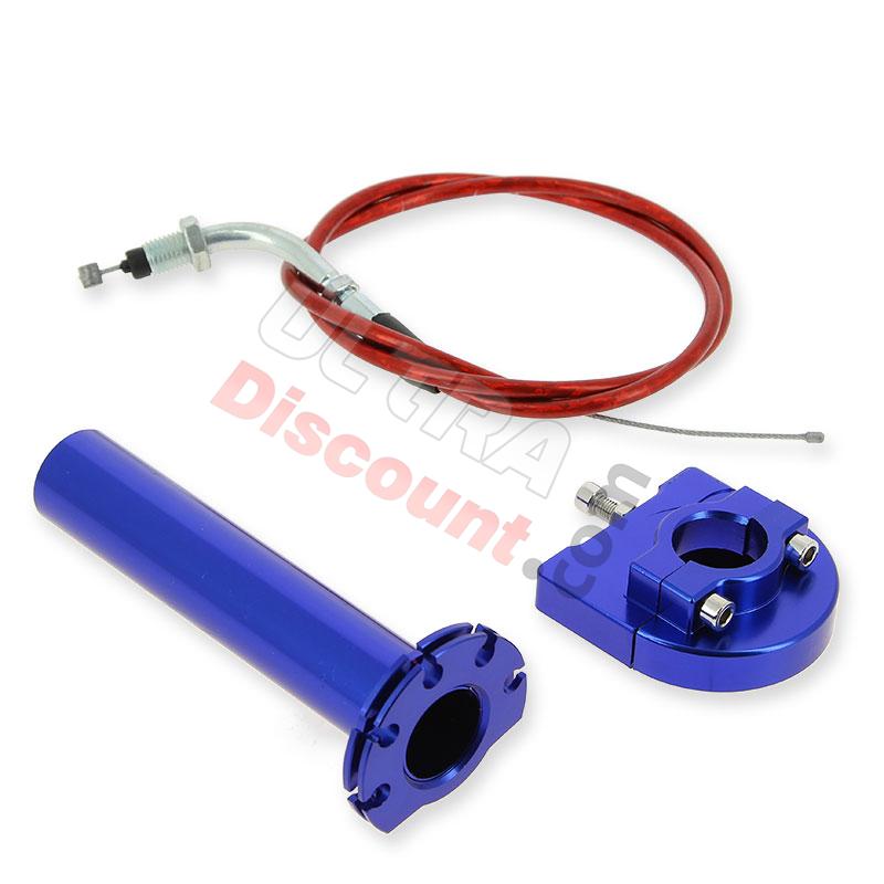 Manopola acceleratore rapida di qualità BLU + cavo (Rosso), Ricambi Mini Moto
