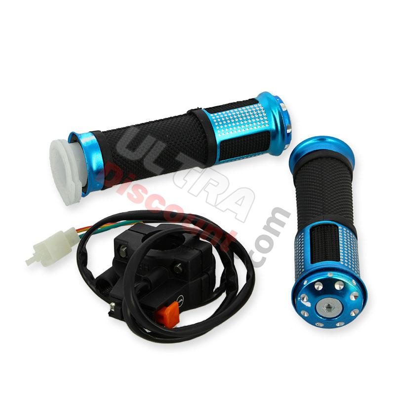 Maniglie tiuning con interruttore spegnimento blu per pocket supermot, Ricambi pocket supermoto