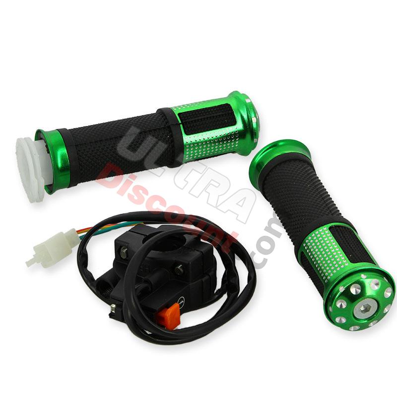 Maniglie tiuning con interruttore spegnimento verde per Ricambi Pit Bike, Ricambi Pit Bike