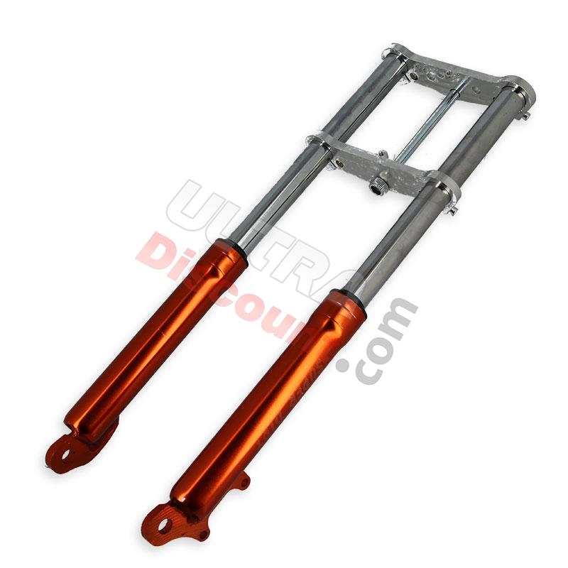 Forcella per mini moto Supermotard arancione, Ricambi pocket supermoto Forcella per mini moto Supermotard arancione, Ricambi pocket supermoto