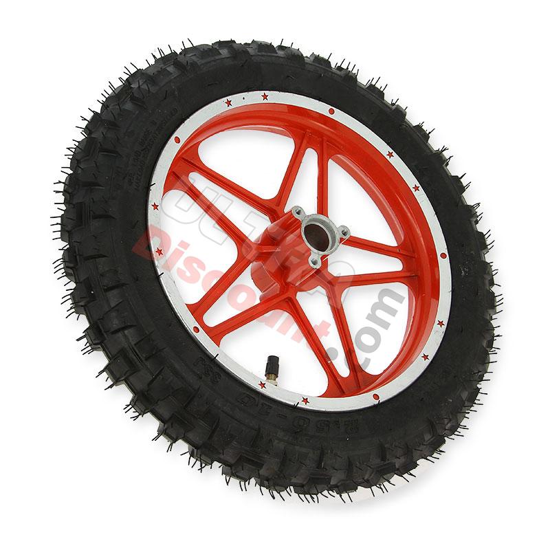 Ruota posteriore completa rosso per mini moto cross (10'', tipo 1), Ricambi Mini moto cross