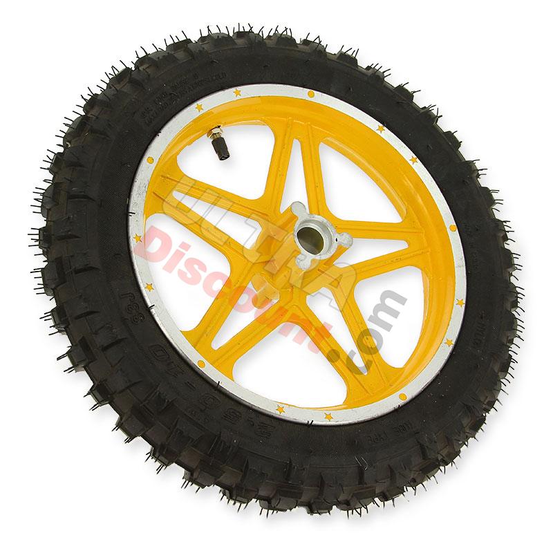 Ruota anteriore completa giallo per mini moto cross (10'', tipo 1), Ricambi Mini moto cross