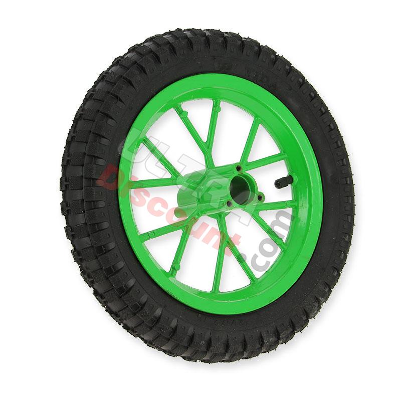 Ruota anteriore completa per mini moto cross (8'' verde), Ricambi Mini moto cross Ruota anteriore completa per mini moto cross (8'' verde), Ricambi Mini moto cross