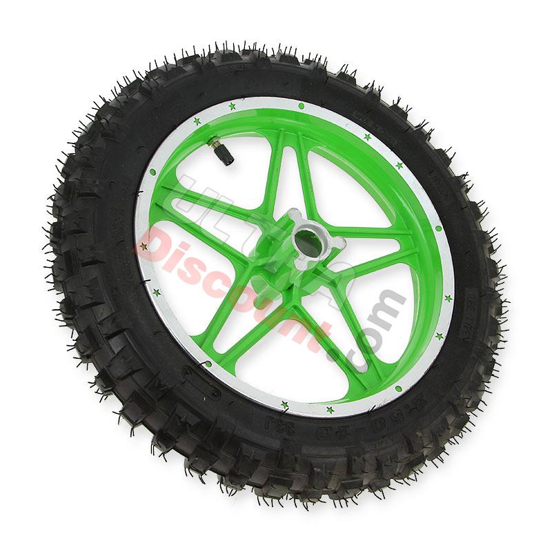 Ruota anteriore completa verde per mini moto cross (10'', tipo 1), Ricambi Mini moto cross Ruota anteriore completa verde per mini moto cross (10'', tipo 1), Ricambi Mini moto cross