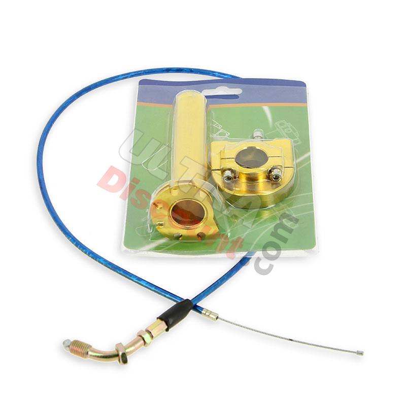 Manopola acceleratore rapida di qualità (oro) + cavo (blu), Ricambi pocket supermoto