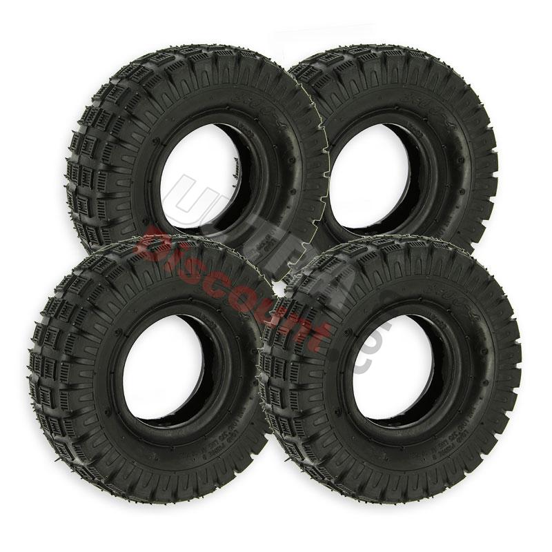 Kit di 4 pneumatici 3.00-4 con tacchetti per mini quad, Ricambi mini quad