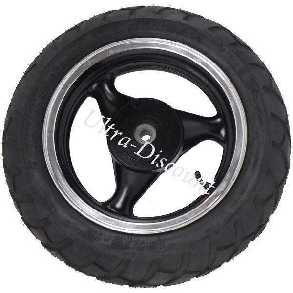 Ruota posteriore completa per Scooter cinese (Nero - tipo 1), Parti di scooter cinesi