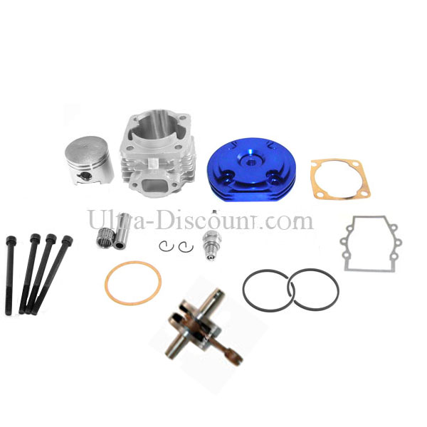 Kit 53cc 4 transferts + albero motore asse 12 mm (tipo B, Blu), Ricambi Mini Moto
