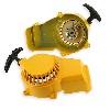Avviamento a strappo in alluminio + Pignone in alluminio per mini moto giallo, Ricambi Pocket replica R1