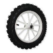 Ruota posteriore completa bianco per mini moto cross (10'', tipo 2)