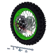 Ruota posteriore 12'' completa per Pit Bike AGB27 (verde, tacchetti da 12 mm)